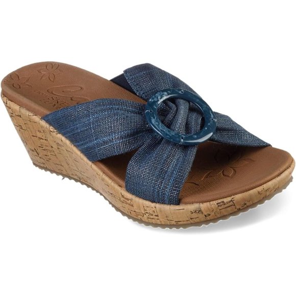 Skechers Women's Beverlee - Sail Twist Sandal in Blue/Tan - Size 10 - Picture 10 of 11